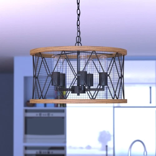 Vaxcel Lighting H0207 Bremerton 5 Light 20"W Cage Pendant - Oil Rubbed Bronze / - Picture 11 of 11