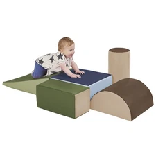 SoftZone Climb and Crawl Playset, Building Blocks, Earthtone, 5-Piece