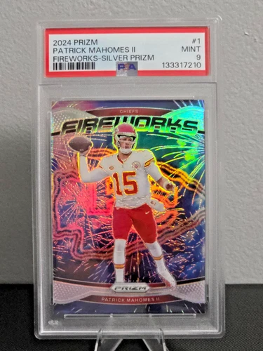Patrick Mahomes II PSA 9 2024 Prizm  Fireworks Silver Prizm #1 Chiefs
