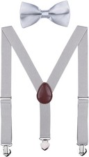 Boys' Suspenders and Bow Tie Set Adjustable with Heart Clips