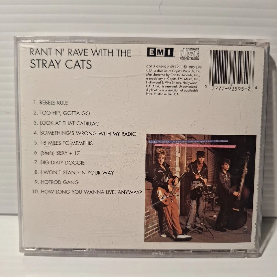 Rant N' Rave With The Stray Cats cd 1983 EMI label Brian Setzer Foto 2 de 4