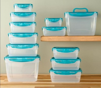LocknLock Storage Set 12-Pc Nestable, Rectangle, 2 Handle Lids K313878 Spearmint