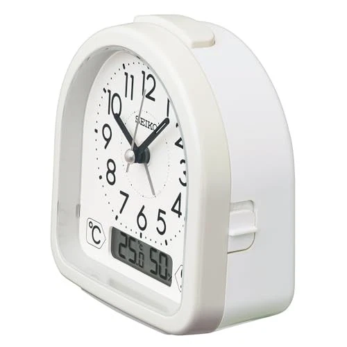 Seiko Clock Alarm Clock, Analog, Temperature and Humidity Display, White,  [NEW] - Image 2 of 4