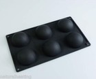 2 TWO X 6 BLACK Semi Sphere Half Round Silicone Bakeware Mould Chocolate Bombe
