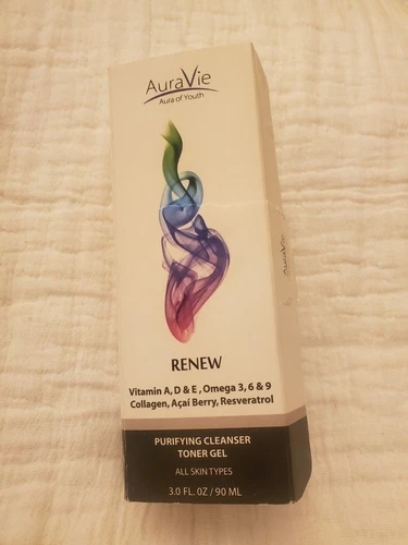AuraVie Aura of Youth Renew Purifying Cleanser Toner Gel 3 oz 90 Anti Aging- New
