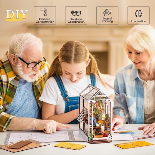 Neu Rolife Book Nook DIY Holzpuzzle Puppenhaus mit LED Holiday Garden Villa - Bild 7 von 12