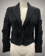 Chloé Floral Lace Cropped Jacket Womens Black Blazer Designer Size Uk 8 Eu 38