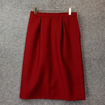 Yves Saint Laurent YSL Wool Skirt Women 36 S Red Bold Career Academia JAPAN