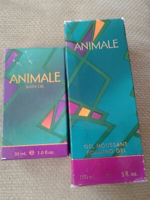 VINTAGE ANIMALE BY PARLUX 5oz 150 mll PERFUMED SHOWER GEL& 1 oz BATH OIL IN BOX
