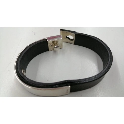 GUCCI Brazalete Cuero Negro X Plata Japón Foto 4 de 4