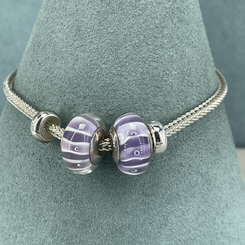 Rhona Sutton 925 sterling silver charm bracelet purple Murano glass Charmed Bead - 第 1/10 張圖片