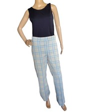 Vintage 70s Christenfeld Plaid Wide Leg Pull On Pants Trousers Size 14