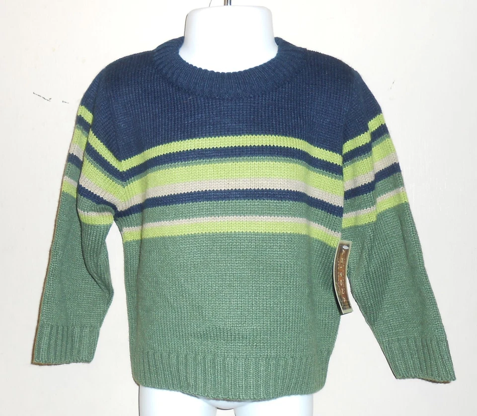 Arizona Toddler Boys Long Sleeve Crewneck Pullover Sweater Navy & Green 2T NWT - Image 2 of 3