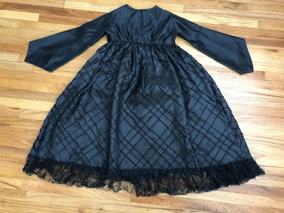 Pottery Barn Kids Witch 5/6 Costume A-Line Dress Girls Black Halloween Lace Hem - Image 3 of 4
