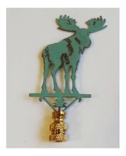 MOOSE Verdigris Lamp Finial Cabin Lodge Wildlife Outdoor Living 947v