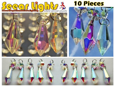 10 TORPEDO AURORA BOREALIS AB KRONLEUCHTER GLAS KRISTALLE 1,5'' TROPFEN HOCHZEIT DEKOR