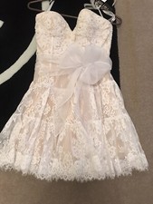 Sherri Hill Lace Strapless Mini Dress With Bow Perfect For Bridal Shower