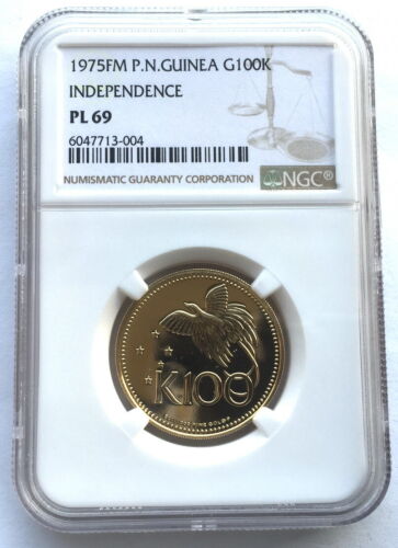 Papua New Guinea 1975 King 100 Kina NGC PL69 Gold Coin,Rare! - Picture 1 of 3