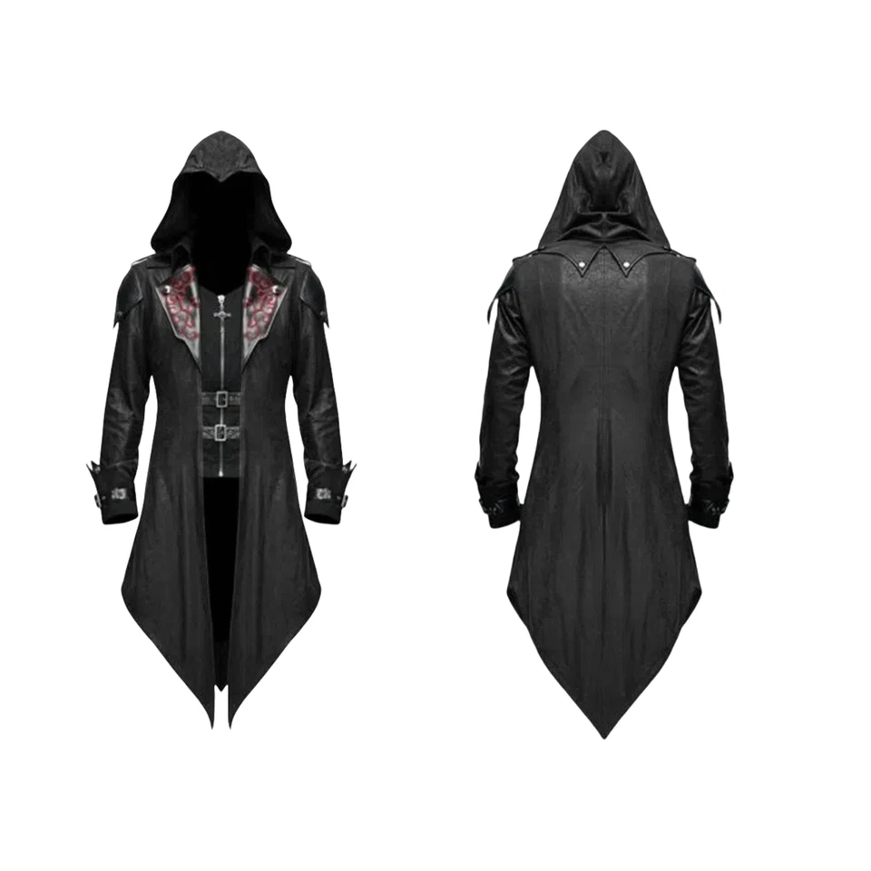Assassins Creed Costume Cosplay Men Gothic Coat Halloween Party Hoodie Jacket AU - Photo 4/4
