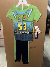 Nascar Boys Black And Green Short Sleeve 2 Piece Pajama Size 3T