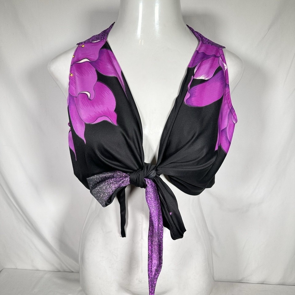 Vintage Hawaiian Womens M Dress Cover Up Skirt & Shirt Purple Black