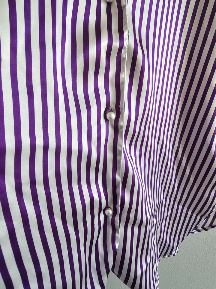 Camisa para dormir vintage de estatina de gran tamaño Victoria's Secret - rayas moradas - pequeña Foto 3 de 4