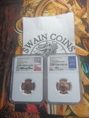 2018 S 1C REVERSE PROOF  NGC PF70 RD LYNDALL BASS & John Mercanti SIGNED Set