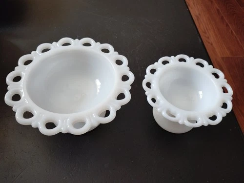 Three Small Vintage White Milk Glass Candy Dishes In Great Condition