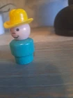 Fisher Price little people blue farmer/cowboy With yellow hat Wooden Body VTG