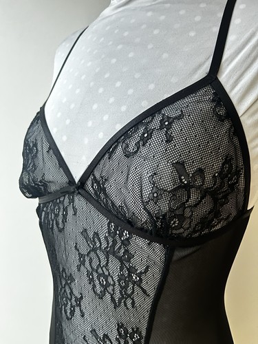 Vestido sin Mangas Babydoll SECRET para Mujer Negro Encaje y Tul Satén Liguero Detalles S Nuevo con Etiquetas - Imagen 3 de 7