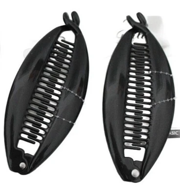 GUILIA 2 Hochwertige Bananen-Clip Fischkamm Haarklammer - Schwarz, 15,5 cm