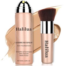 Airbrush Foundation Spray with Brush - Full Coverage Magic Minerals Airbrush Fou
