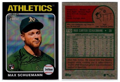 2024 Topps Heritage High Number Max Schuemann #712 Black Refractor /75 RC SSP