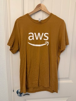 AWS Shirt Orange Large Amazon Web Services Excellent Condition