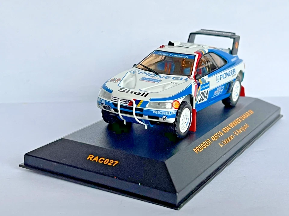 Auto Rallye Peugeot 405 T16 #204 Vincitore Dakar 1989 A.Vatanen 1/43 Ixo Modelli - Immagine 3 di 4