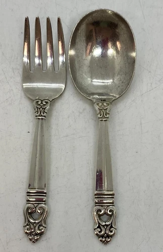 International Silver Royal Danish Sterling Baby Fork Spoon Set
