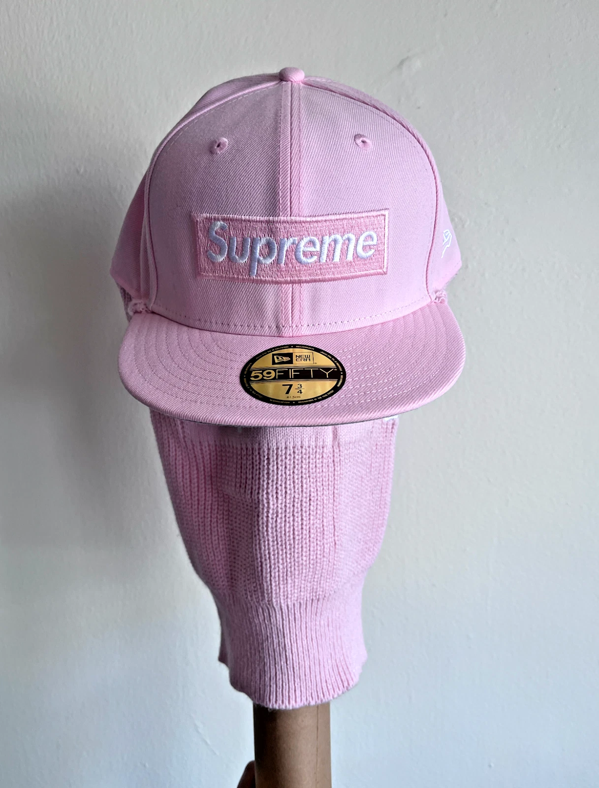 Supreme FW25 Box Logo New Era Cap Hat + Balaclava Light Pink Size 7 3/4