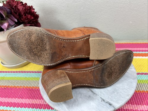 De Colección Acme Para Mujer Vaquero Punta Naranja Marrón Cuero Tacones Botas Talla 7.5 N - Imagen 10 de 12