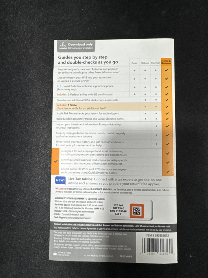 NEW Intuit TurboTax 2024 Home and Business Windows/Mac - Image 2 of 3