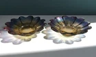 VTG Federal Glass Celestial Iridescent Trinket Dishes Set 2 Amber Marigold MCM