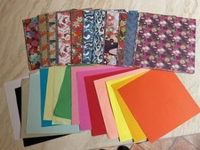 100 gemusterte + 15 unifarbene Origami Blätter 15 cm x 15 cm quadratisch, Neu