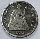 1873 Liberty Seated Half Dime. 90% Silver. Low Mintage. Free Shipping!