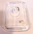 VTG PYREX A-5 LID ONLY Glass Rectangle Clear 7.5 x 6 OD Small Knob