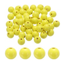 50pcs 20mm Yellow Round Wood Beads 3.3mm Large Hole for Jewelry Making