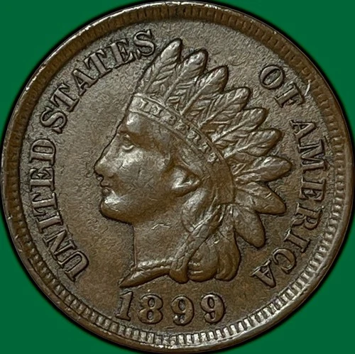 1899 Indian Head Cent Almost Uncirculated AU Coin #34034