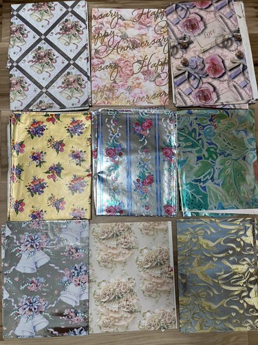 Lot 30+ Vintage Gift Wrap Paper All Occasion Baby Kids Flowers Fun Scrapbooking - Picture 3 of 4