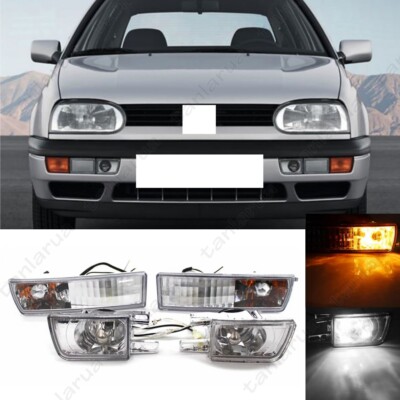 Front Bumper Fog Light + Turn Signal Lamp For VW Golf Jetta MK3