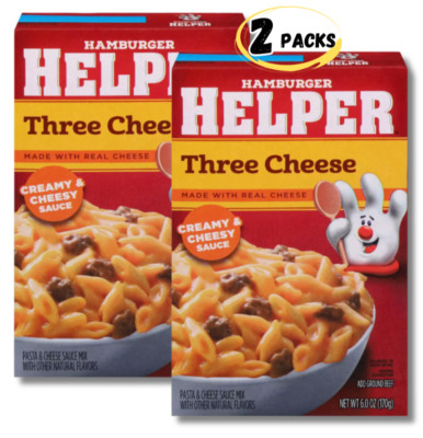 Betty Crocker Hamburger Helper THREE CHEESE Sauce Mix 6oz (2 PACKS)