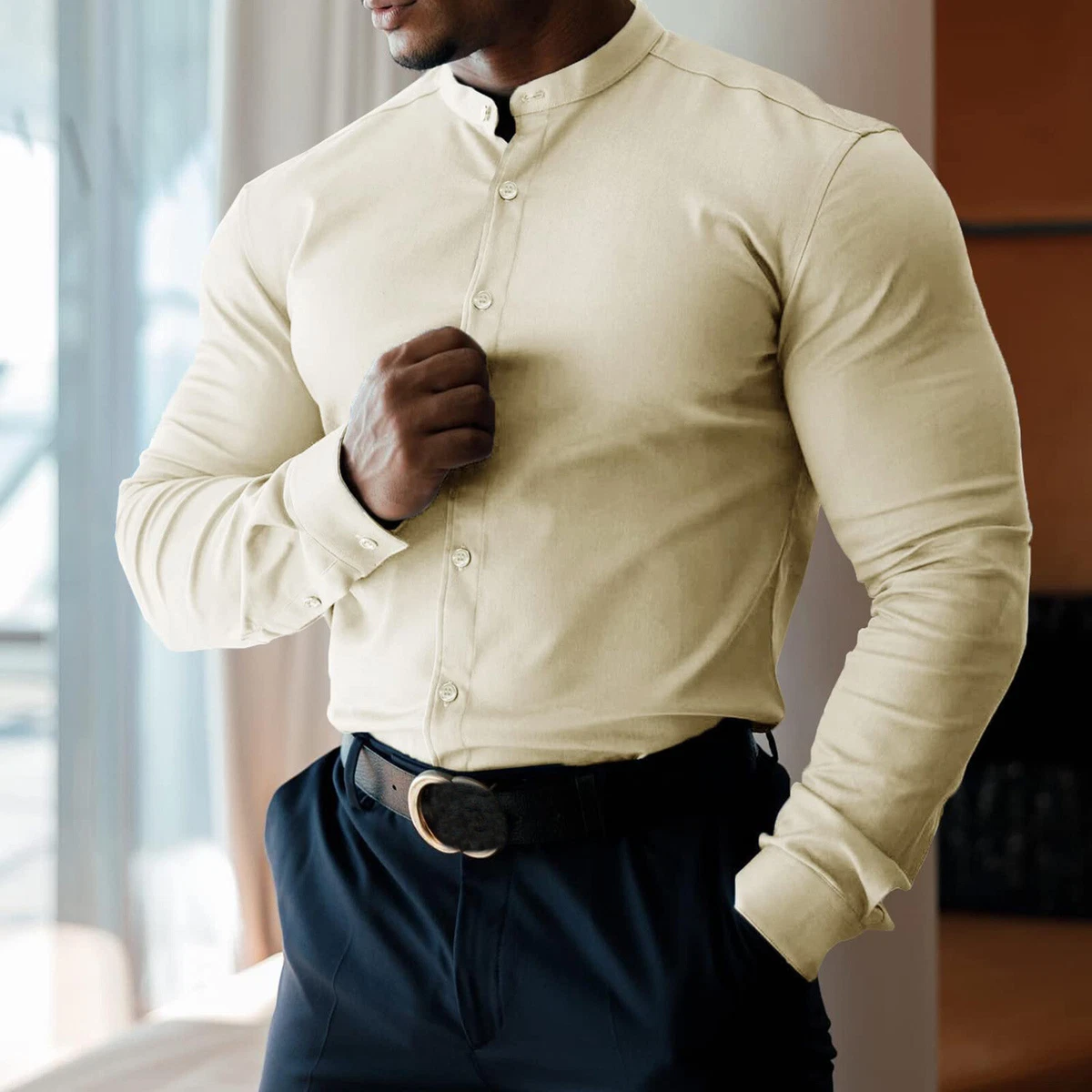 Mens long sleeve store casual dress shirts