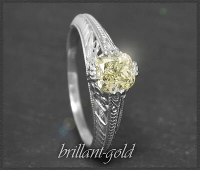 Diamant Ring 1,05ct gelb FancyYellow Solitär Ring, 585 Gold, Antik Vintage Look  - Bild 1 von 4